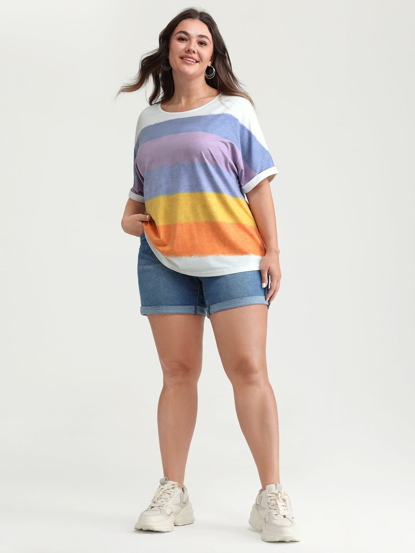 Multi-Color Supersoft Round Neck Knit Top