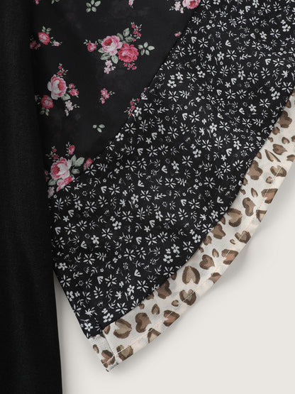 Floral Stretchy Flared Sleeve T-Shirt