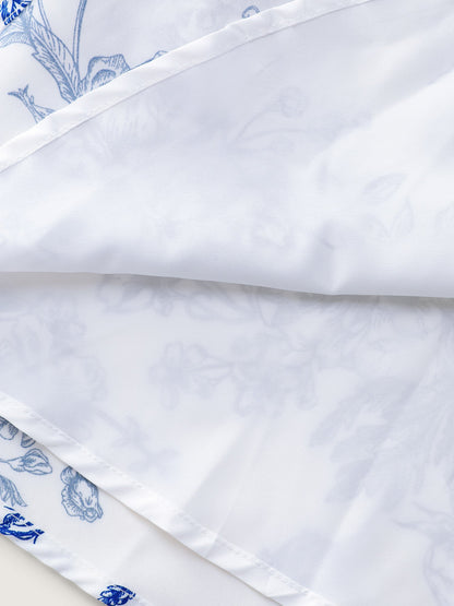 Floral Print Stretchy Waist-Defining Blouse