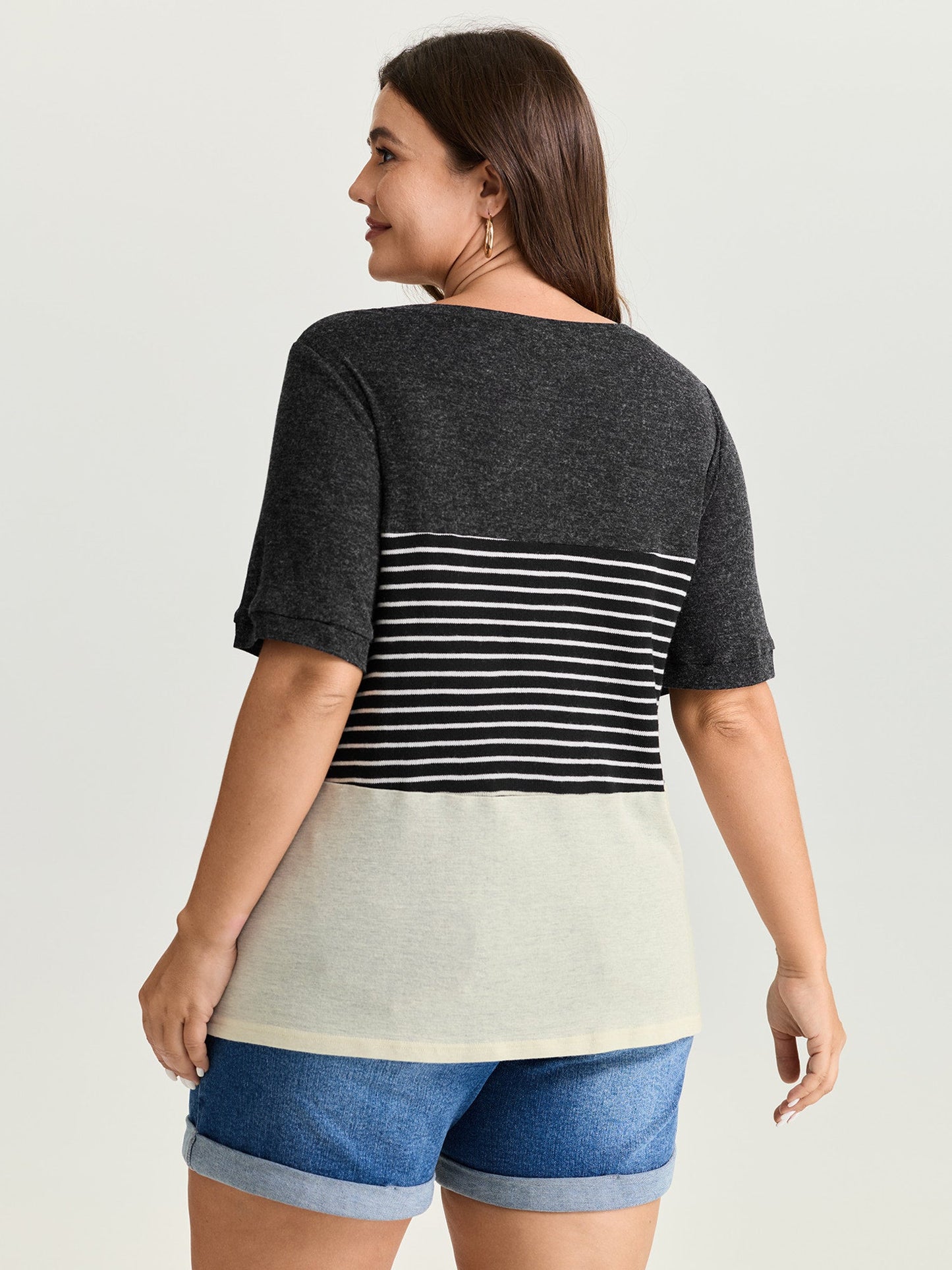 Supersoft Monochrome Stripe Print T-Shirt