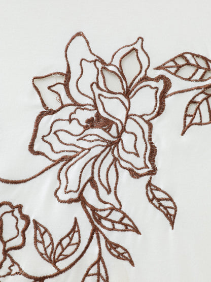 Floral Cut-Out Embroidery T-Shirt