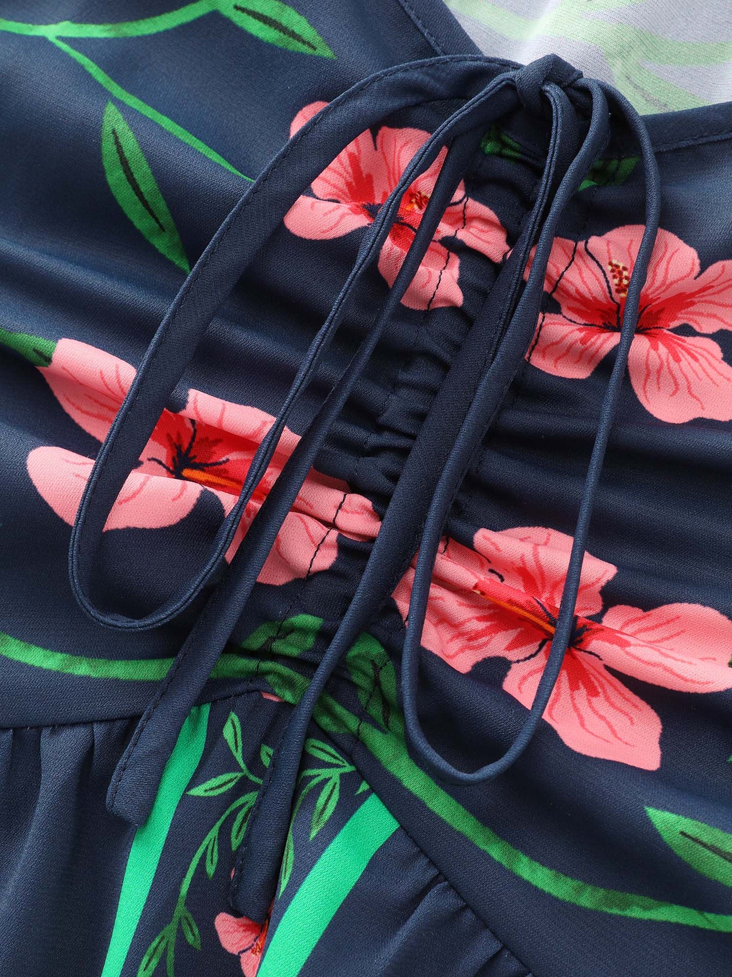 Supersoft Tropical Floral Print Drawstring Maxi Dress