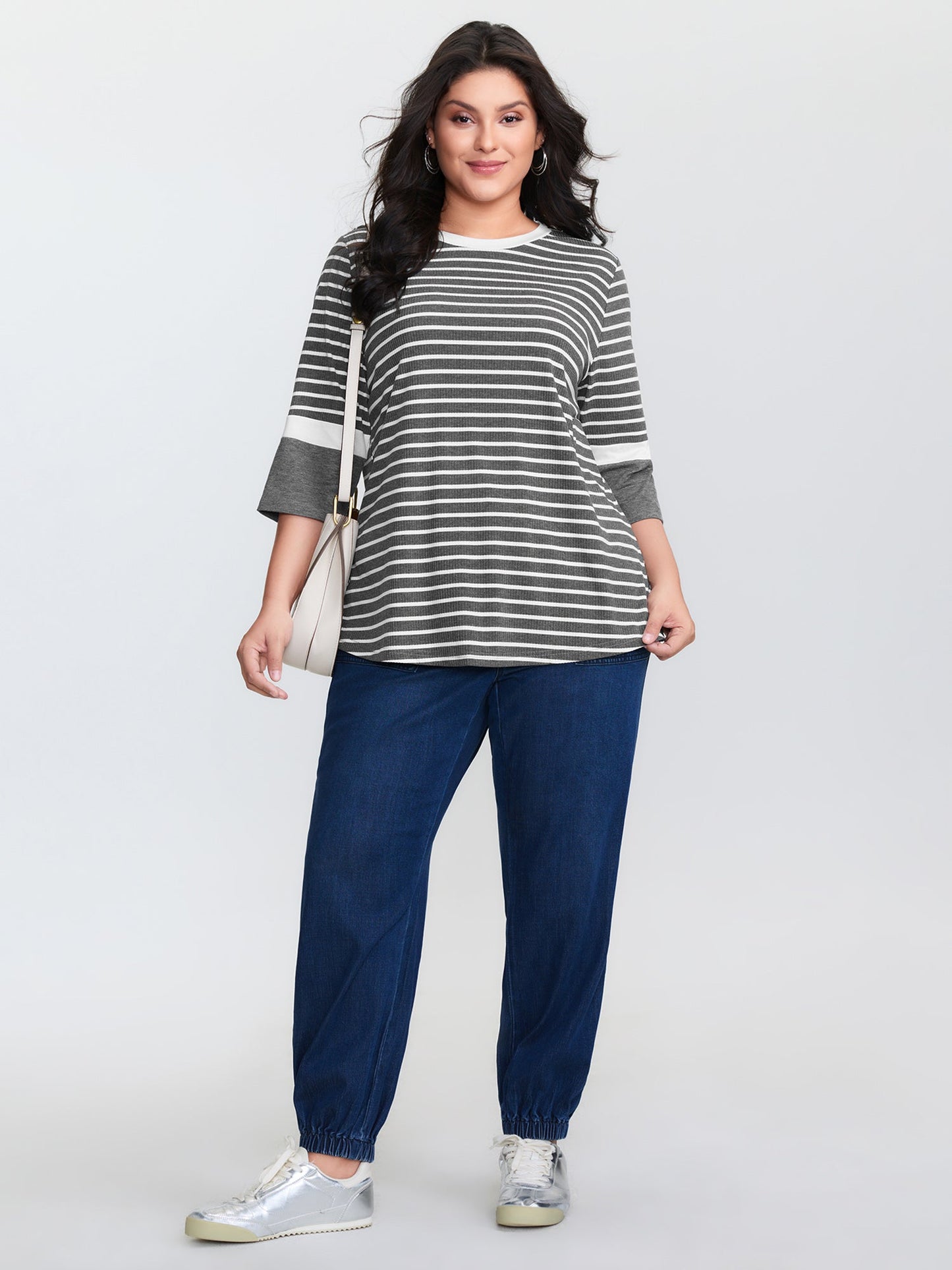 Monochrome Stripes Round Neck T-Shirt