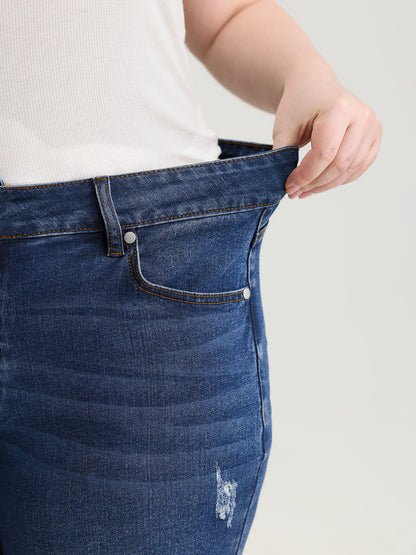Stretchy Raw Cut Hem Skinny-Fit Denim Shorts