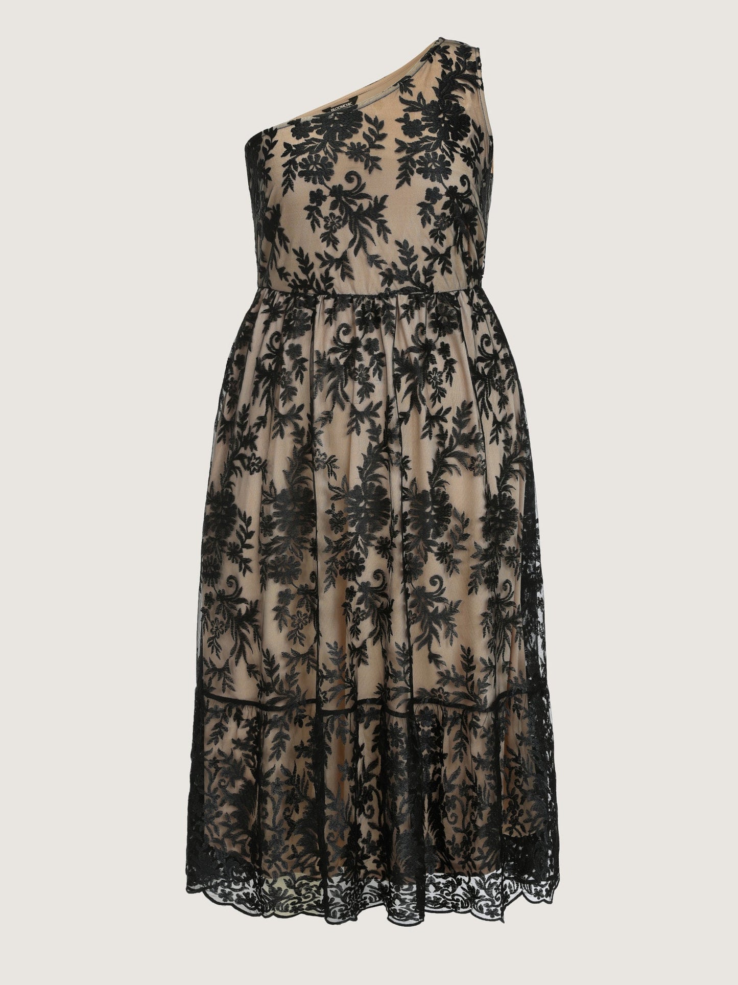 Floral One-Shoulder Waist-Defining Maxi Dress