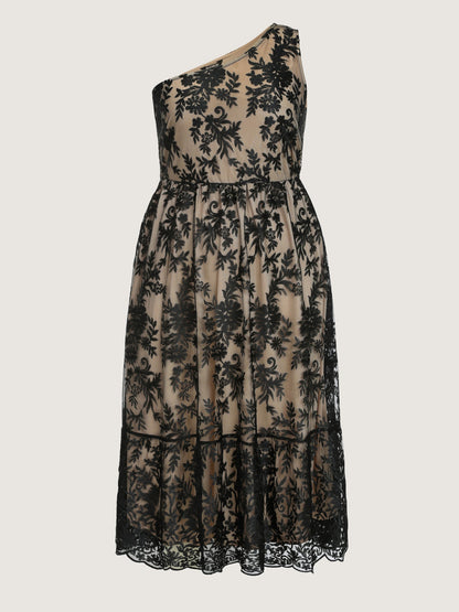 Floral One-Shoulder Waist-Defining Maxi Dress