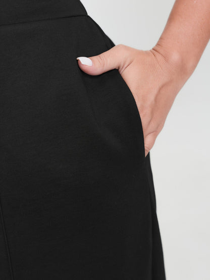 Stretchy High Waisted Pockets Straight Leg Pants