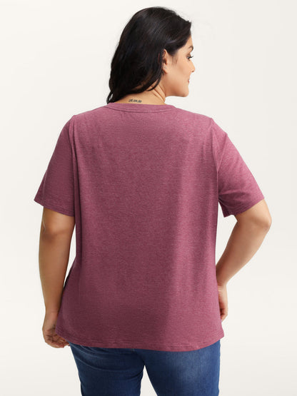Stretchy Plain V-Neck T-Shirt