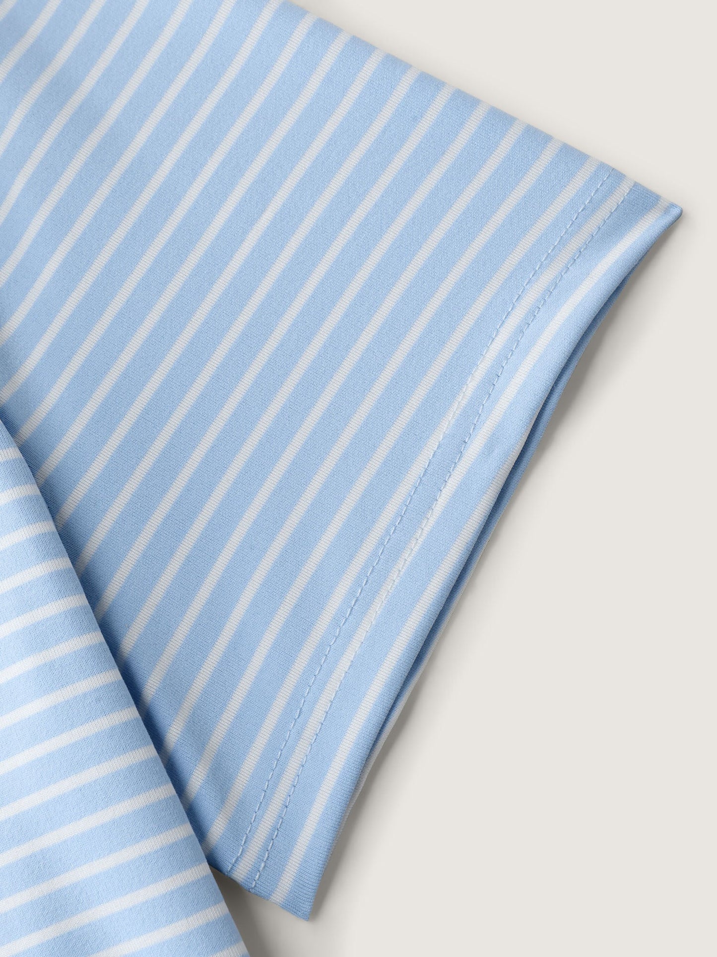 Striped Ribbed Fitted Crew Neck T-Shirt