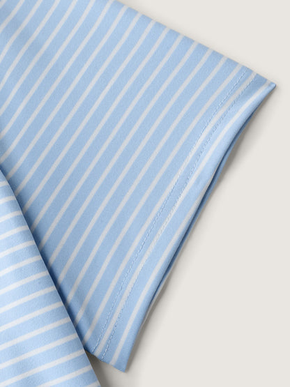Striped Ribbed Fitted Crew Neck T-Shirt
