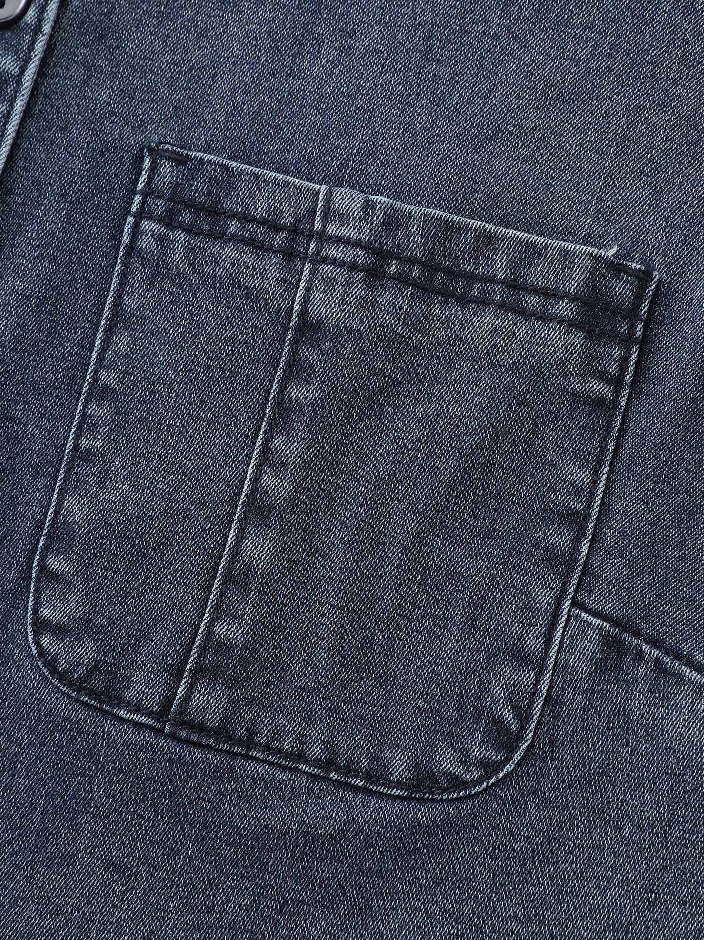 Stretchy Lotus Leaf Sleeve Denim Top