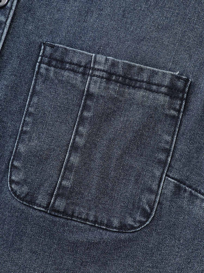 Stretchy Lotus Leaf Sleeve Denim Top