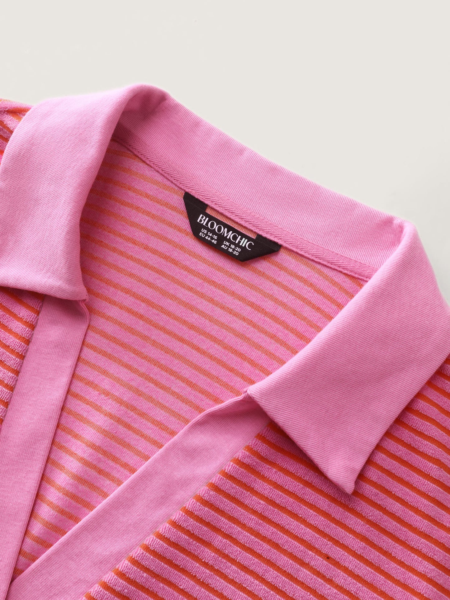 Striped Color Contrast Collar Terry Cloth Two-Piece Set