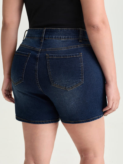 Stretchy Skinny-Fit High-Rise Denim Shorts