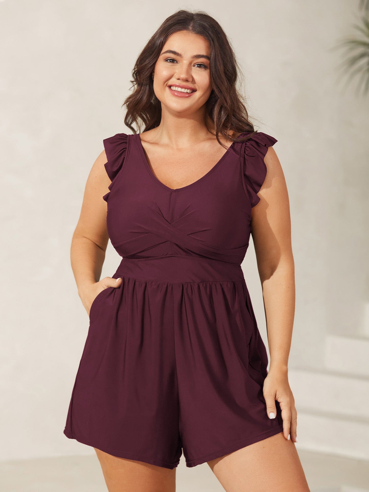 Twist Front Ruffled One-Piece Swimsuit