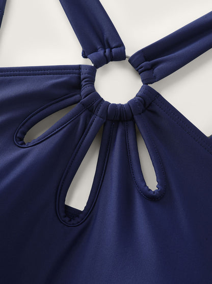 Keyhole Neckline Flowy Swim Dress