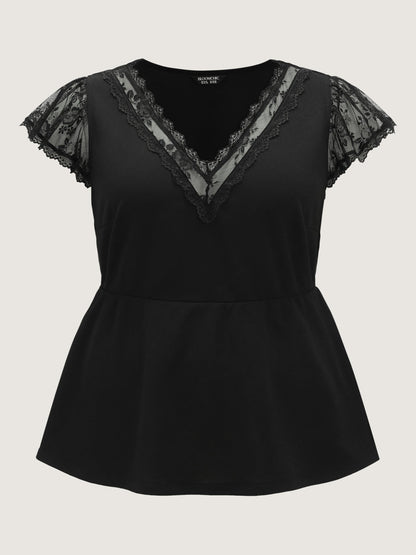 Sheer Lace Plain Knit Top