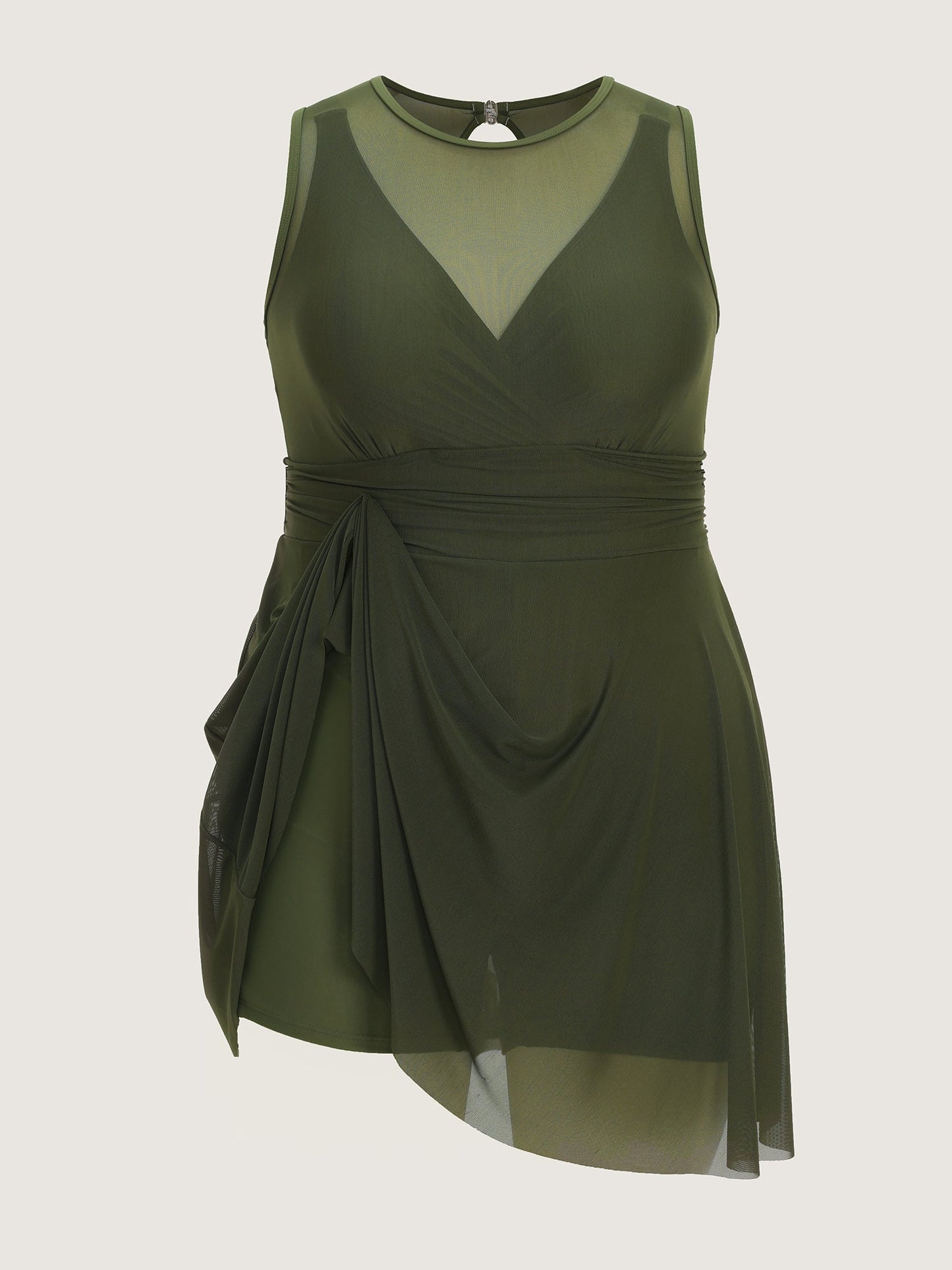 Sheer Open Back Fit And Flare Swim Dress