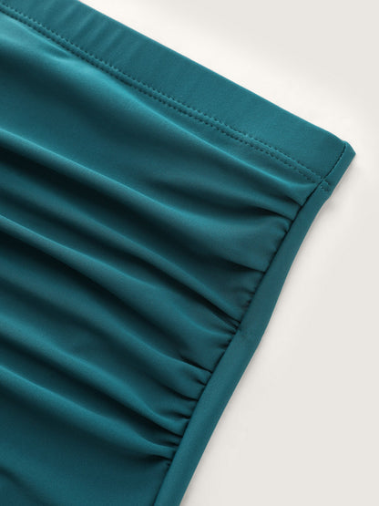 Ruched Front-Tie Flowy Swim Dress