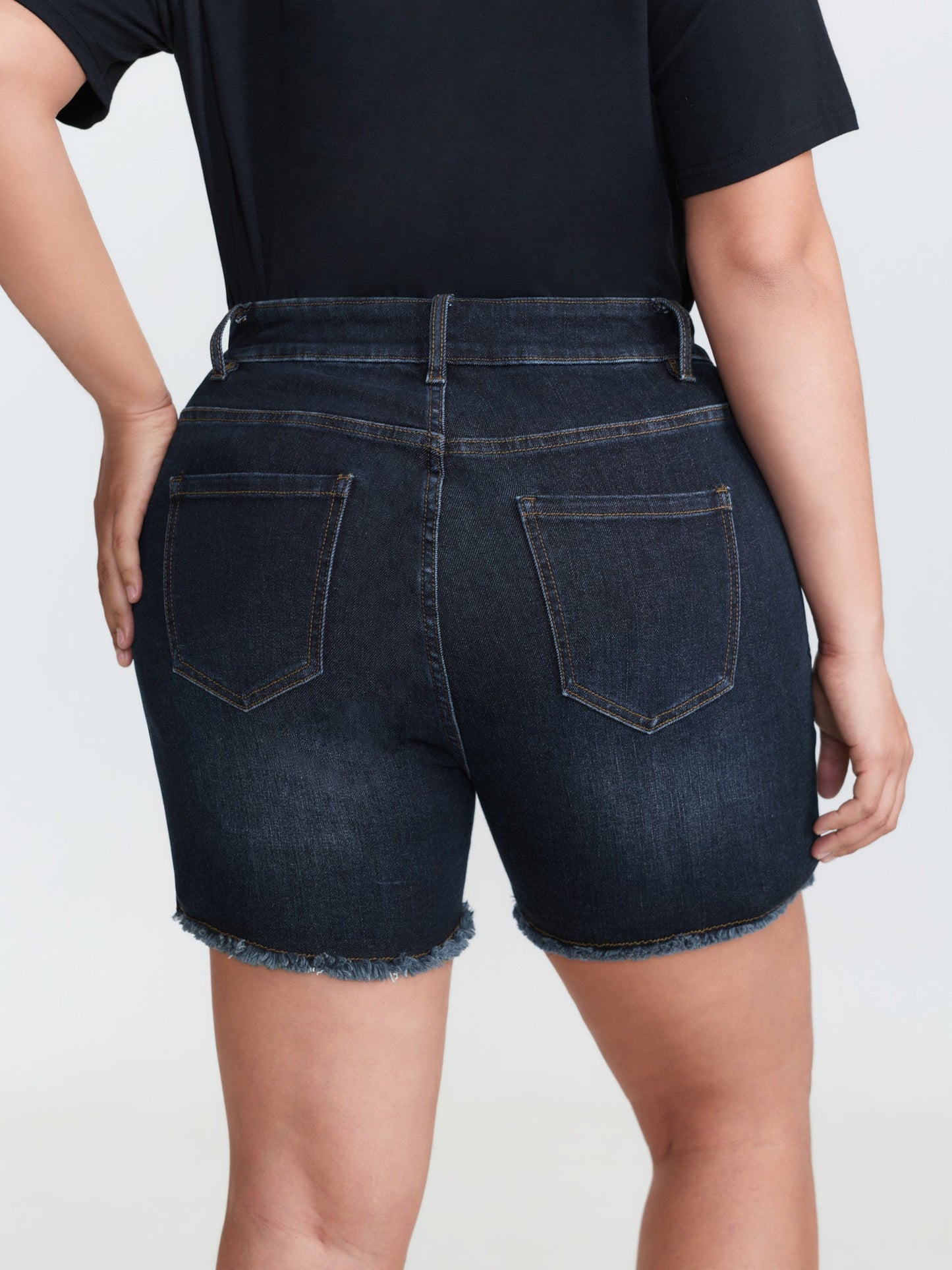 Stretchy Mid-Rise Denim Shorts