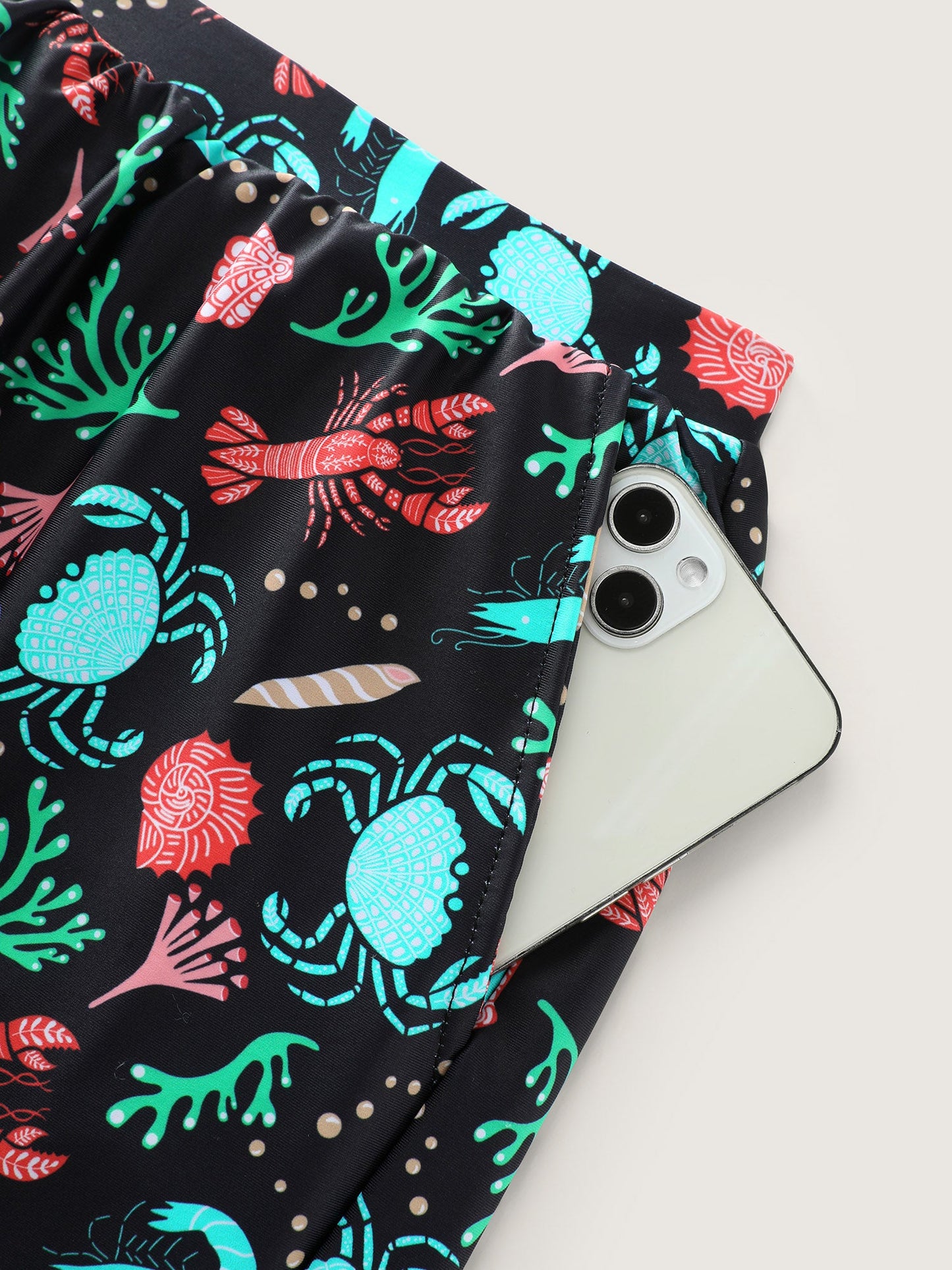 Ocean Print Pockets Swim Bottoms