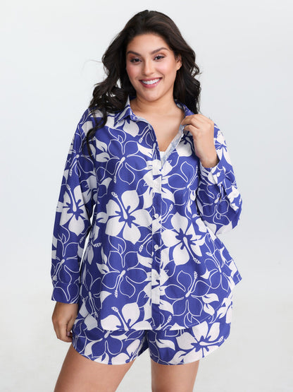 Pure Cotton Large Floral Print Shirt