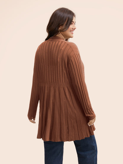 Plain Textured Kimono Collar Cardigan