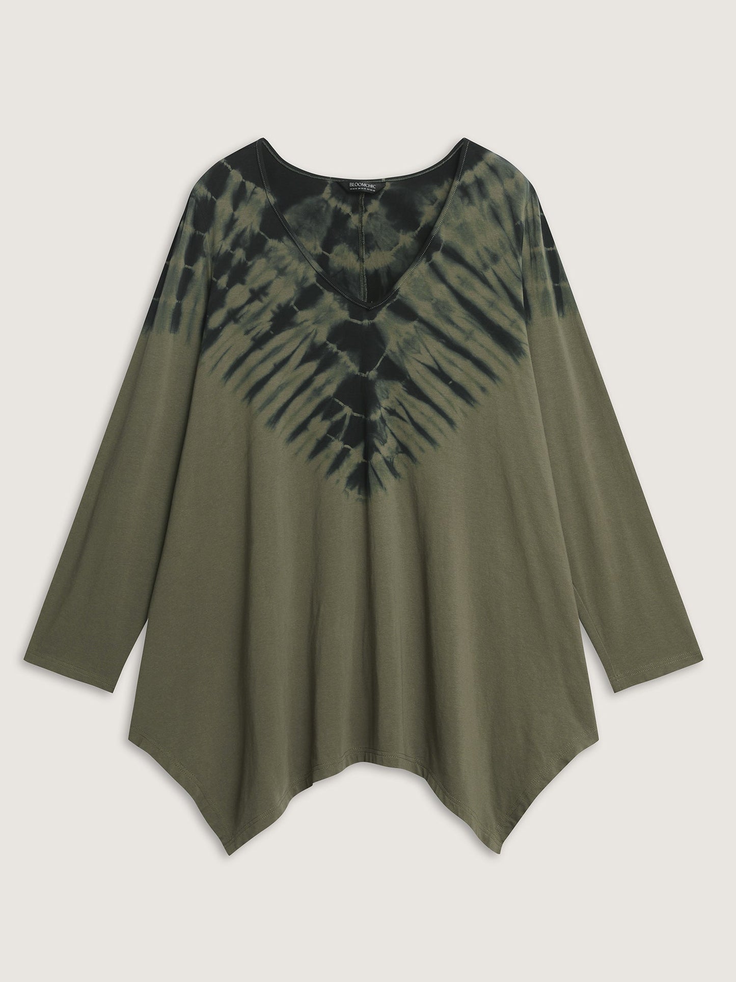 Pure Cotton Tie-Dye Asymmetrical Hem T-Shirt