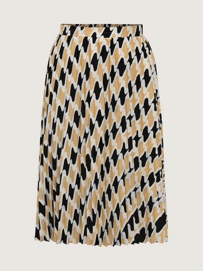 Abstract Print Pleated Maxi Dress