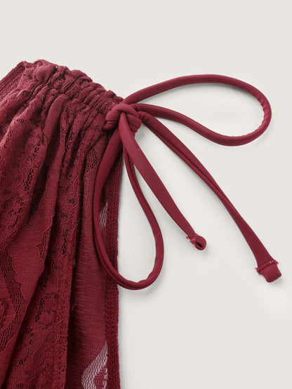Lace Channel Drawstring Swim Dress