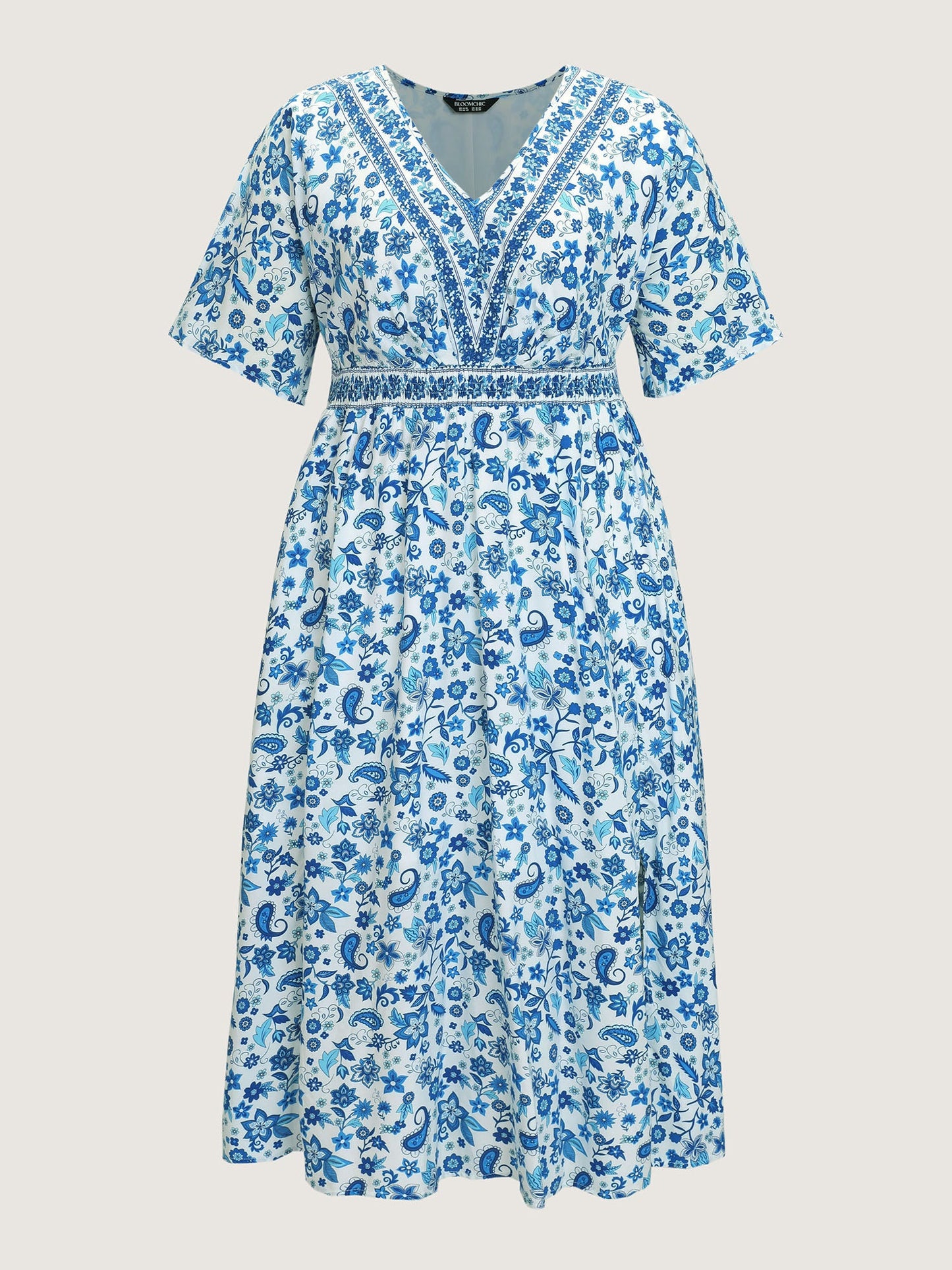 Paisley Floral Print Split Hem Maxi Dress
