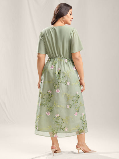 Floral Print Spliced Pockets Maxi Dress