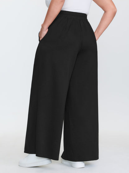 Stretchy High Waisted Pockets Straight Leg Pants