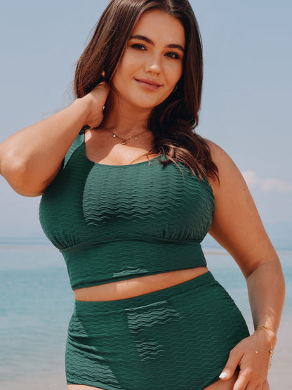 Textured Triangular Waist Swim Top
