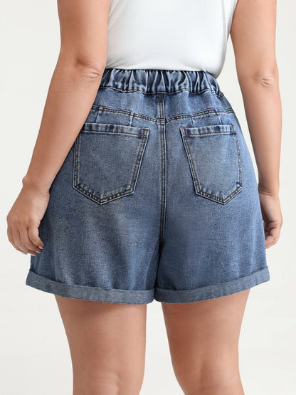 Everyday Stretchy Straight-Leg Denim Shorts