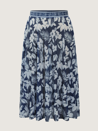 Sarong Set Tropical Print One-Piece Swim