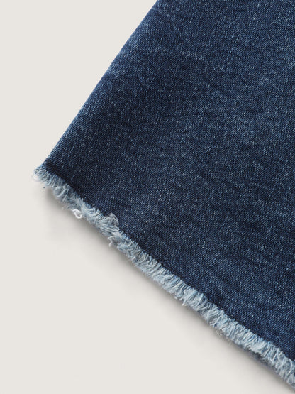 Stretchy Raw Hem Straight Leg Denim Skirt