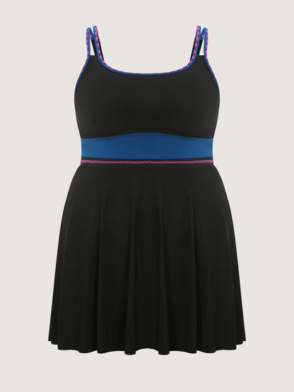 Anti-Float Tie Lace Pockets Swim Dress