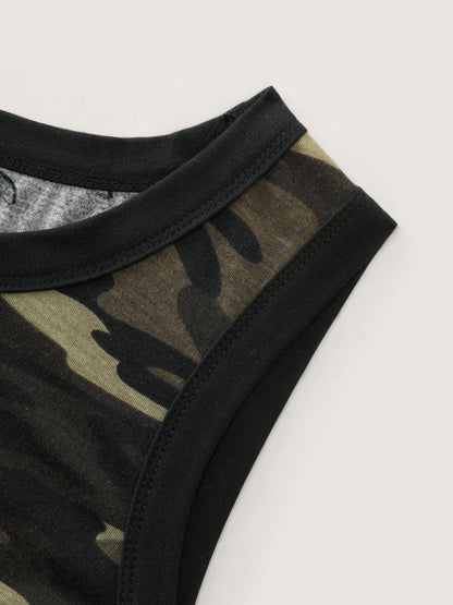 Stretchy Camouflage Print Tank Top