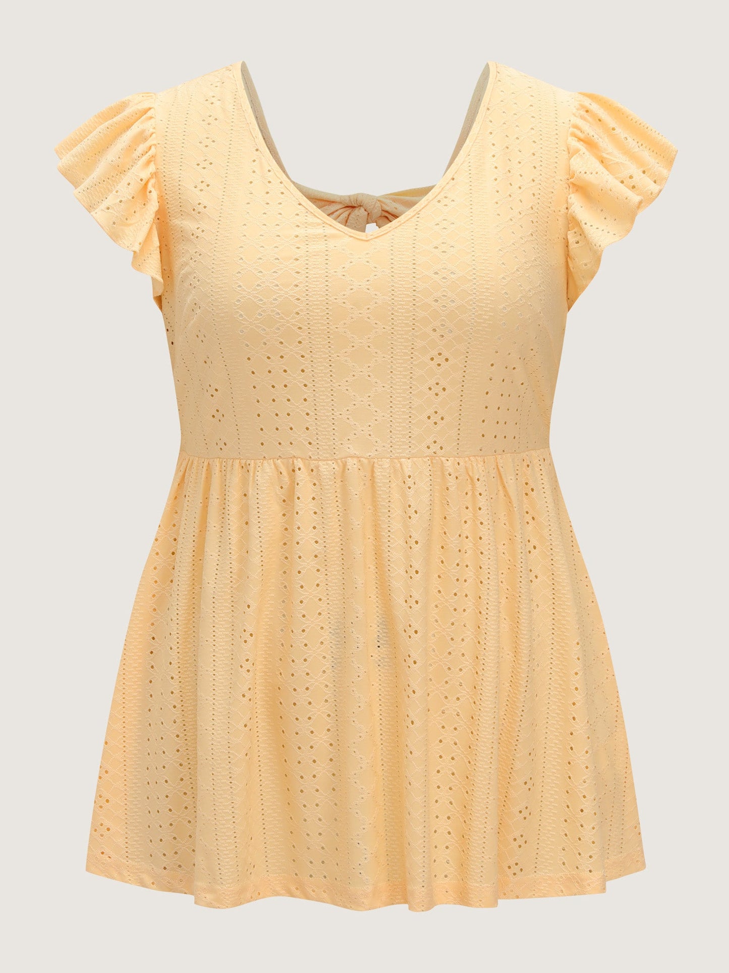 Textured V-Neck Babydoll Knit Top