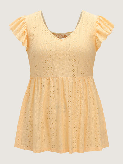 Textured V-Neck Babydoll Knit Top