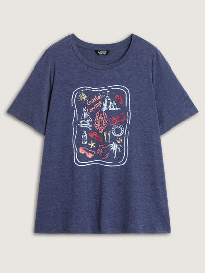 Supersoft Surf Vibes Round Neckline Plain T-Shirt