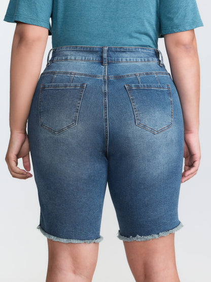 Stretchy Mid-Rise Denim Shorts