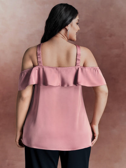 Elegant Satin Off-Shoulder Bowtie Blouse