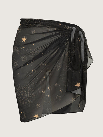 Sarong Set Star Print One-Piece Swimsuit