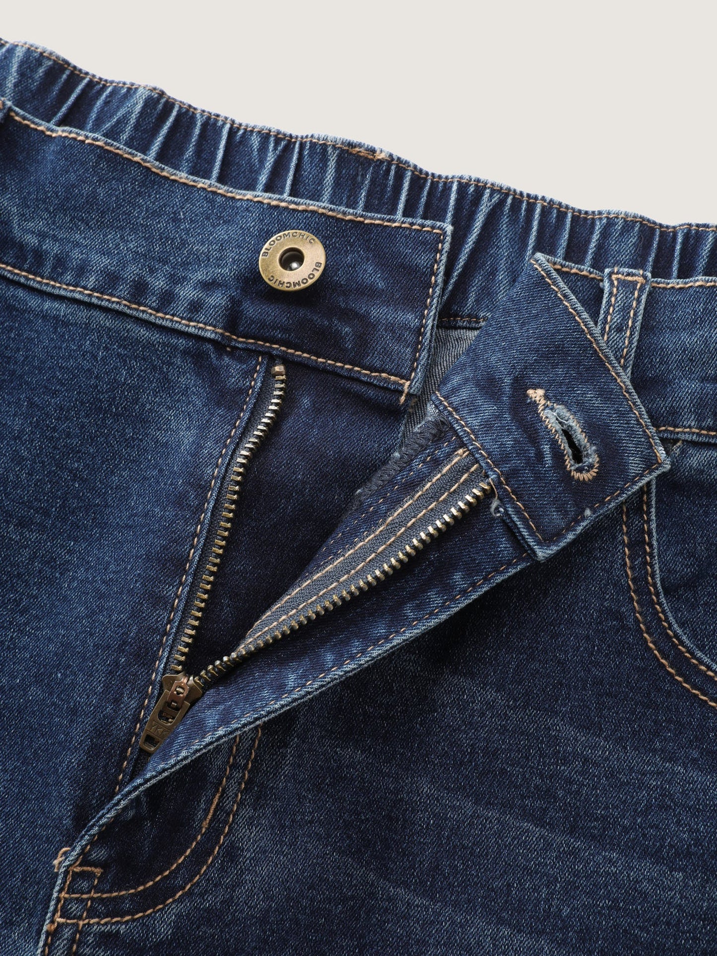 Stretchy Bootcut Seamed Denim Skirt