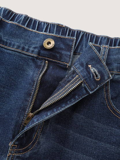 Stretchy Bootcut Seamed Denim Skirt