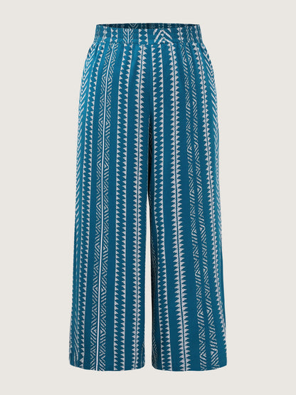 Striped Pockets Wide-Leg Pants