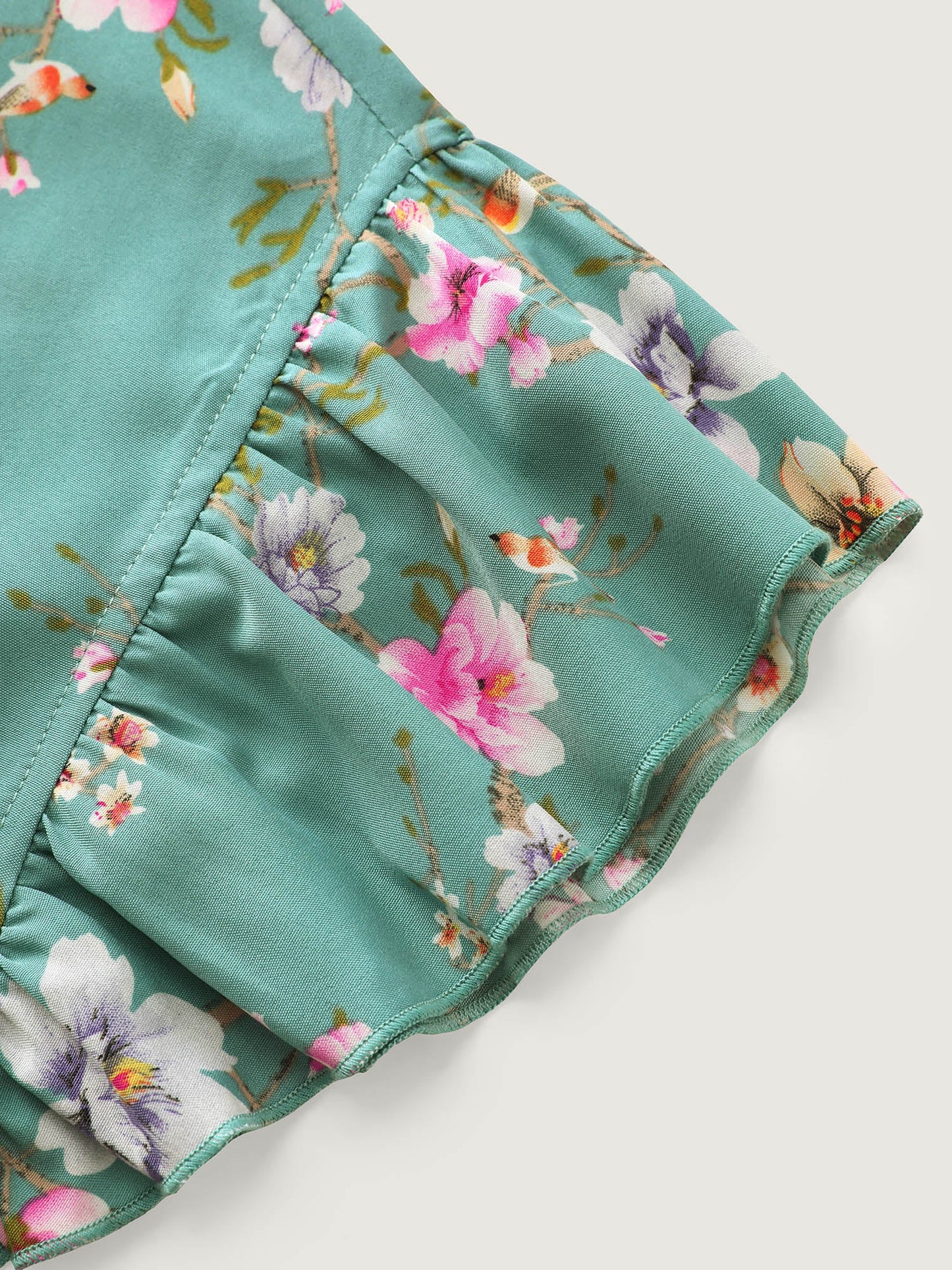Playful Floral Print Flutter Sleeve Maxi Dress
