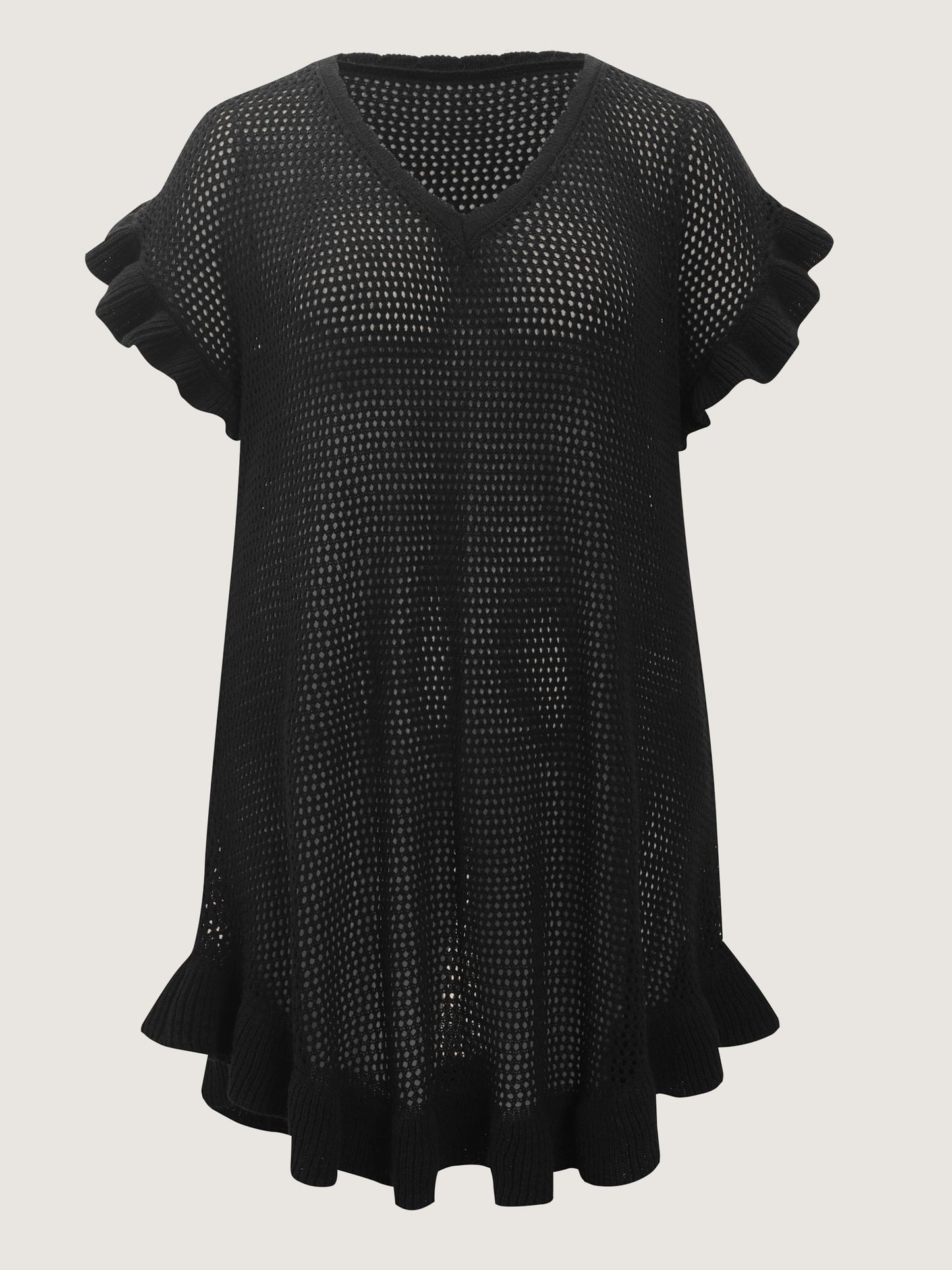 Cut-Out Ruffled Sleeve Swim Cover-Up